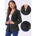 thumbnail image 2 of DARING DIVA Women's Notched Lapel Denim Blazer with Shoulder Pads L Black, 2 of 6