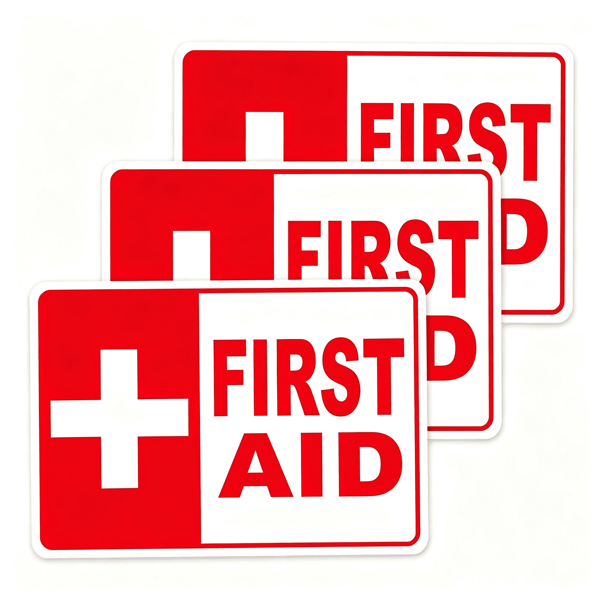 Dvjoy 3PCS First Aid Sign Sticker for Home，Self-Adhesive Waterproof First Aid Decals for First Aid Boxes Emergency First Aid Kit Supplies for Car Office or Business 5.7 x4