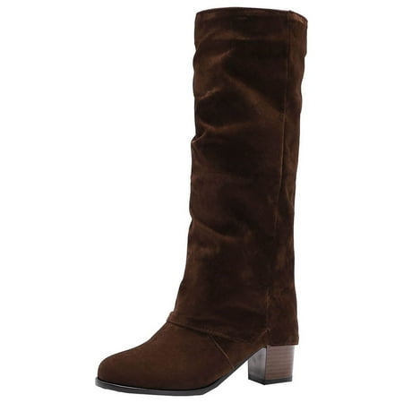 

Fesfesfes Riding Boots For Women Fall Winter Thick High-heeled Casual Sleeve High-barrel Knight Women s US:7.5(40)