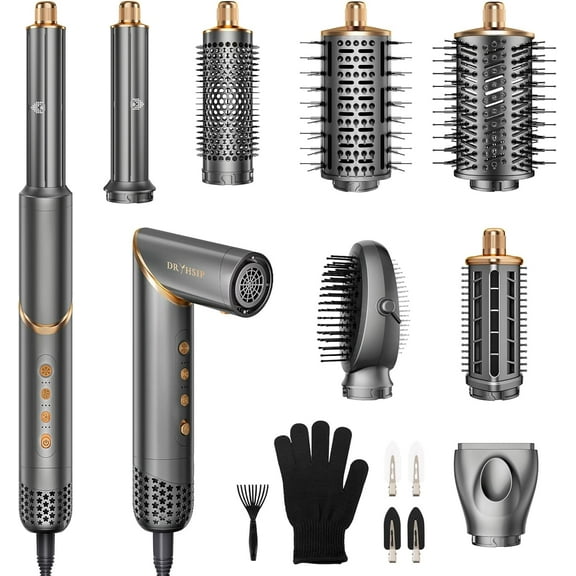 5 in 1 Hair Styler & Hair Dryer Brush Set, High-Speed Negative Ionic Foldable Hair Dryer Fast Drying, Multi Professional Hot air Styler for Curling Volumizing Straightening Styling