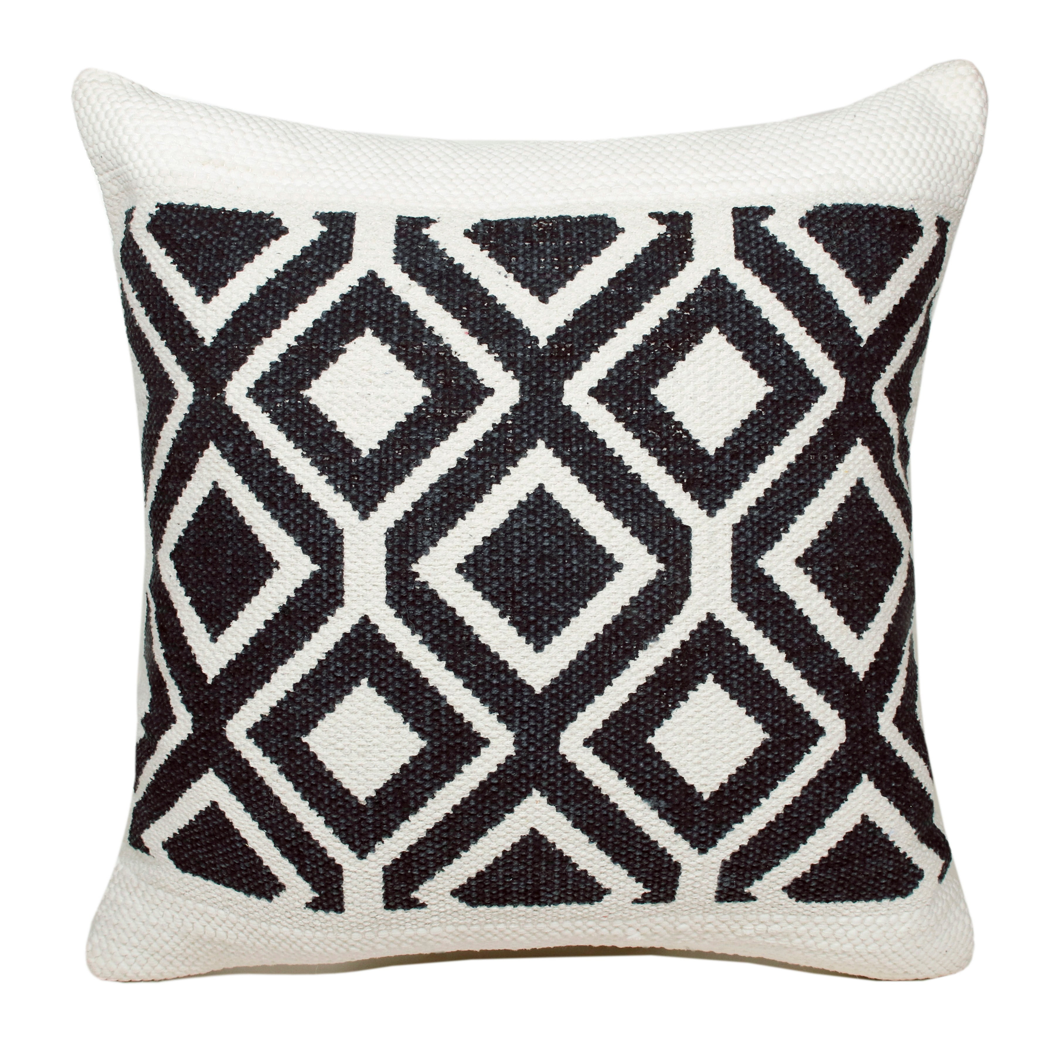 Harlow Hill Naomi 20" x 20" Geometric Cotton Blend Adult Decorative Feather Filled Pillow, Deep Navy/White