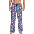 thumbnail image 2 of Picia Skull blue leaf Mens Soft Woven Cotton Elastic Waistband Sleep Pajama Pant Lounge Sleep Pant With Pockets And Drawstring-Small, 2 of 9