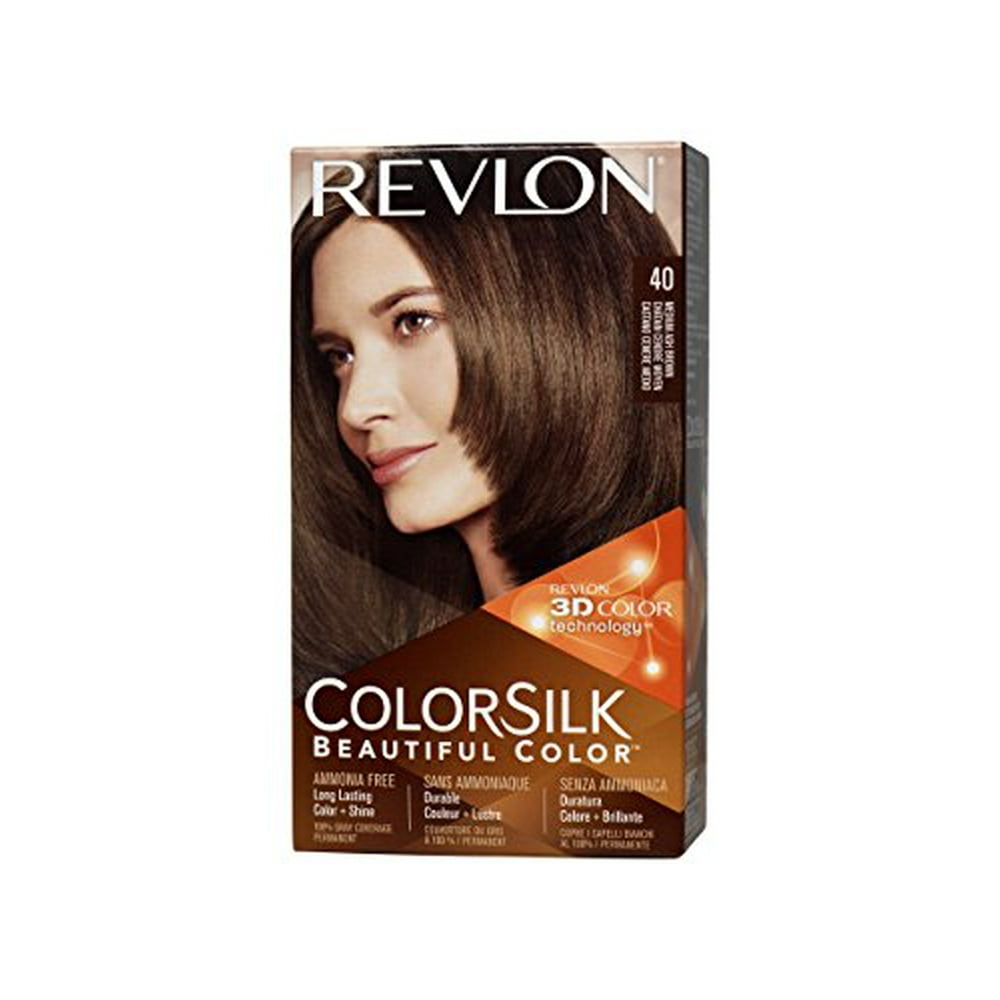 2 Pack Revlon ColorSilk Beautiful Permanent Hair Color (40) Medium Ash