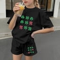 thumbnail image 6 of 2 Piece Sets for Girls Size 6 Summer Sets for Girls Children's St. Patrick's Day Printed Short Sleeve Round-Neck Shirts Two-Piece Set for Kids（4-16 Years）, 6 of 6