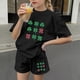 thumbnail image 4 of Vestido de Manga Corta para Niños Día de San Patricio Impreso Cuello Redondo de Dos Piezas con Pantalones Cortos, Cómoda Mezcla de Poliéster Spandex, 4 of 6