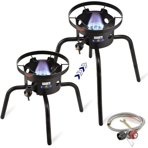 ARC Propane Burners For Outdoor, 15 Wok Burner Single Propane Burner With Adjustable Legs, 65,000BTU Cast Iron Portable Propane Stove Great For Camping And Turkey Frying, Crawfish Cooking