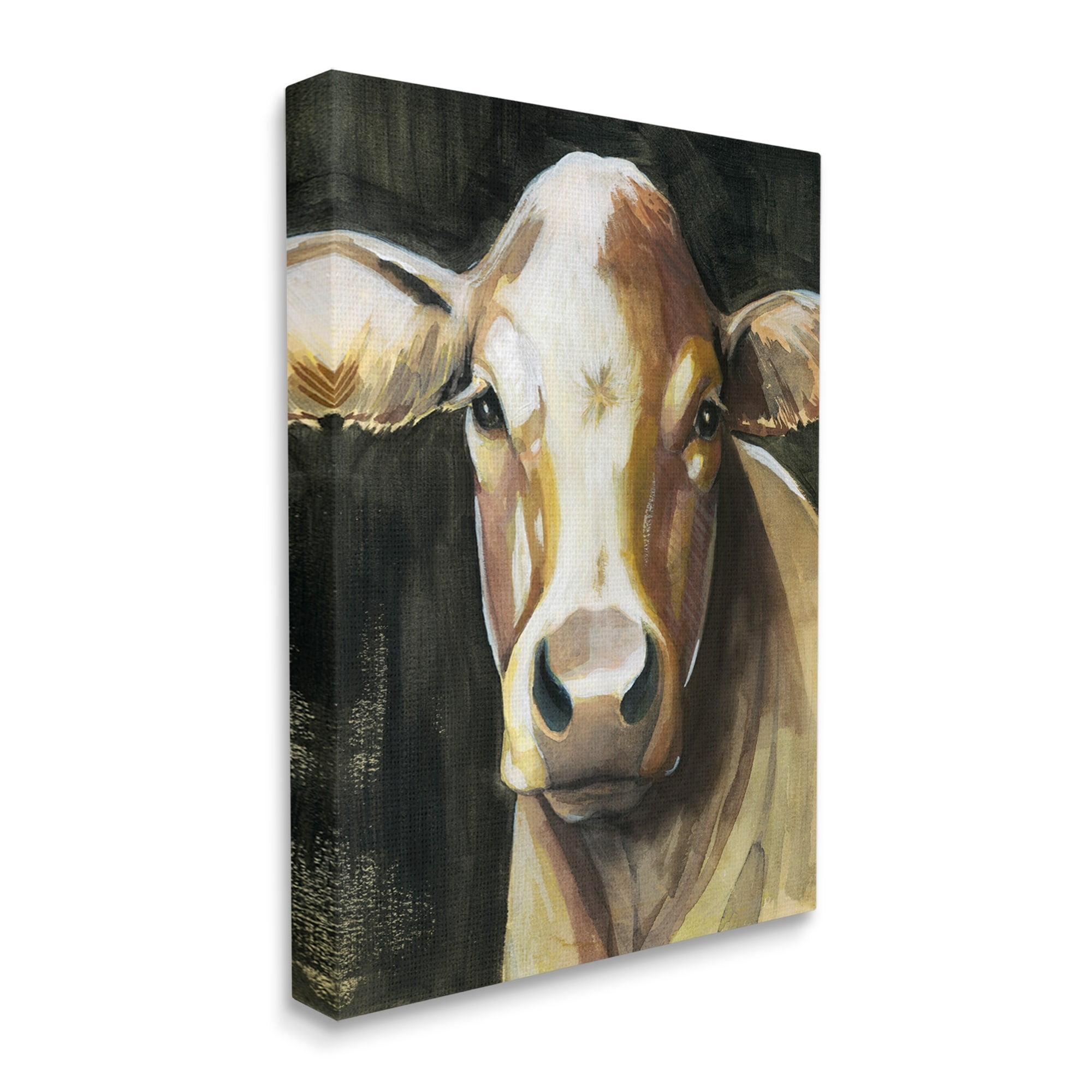 Stupell Industries Rustic Hereford Cattle Portrait Country Farm Cow Painting, 16 x 20,Design by Grace Popp
