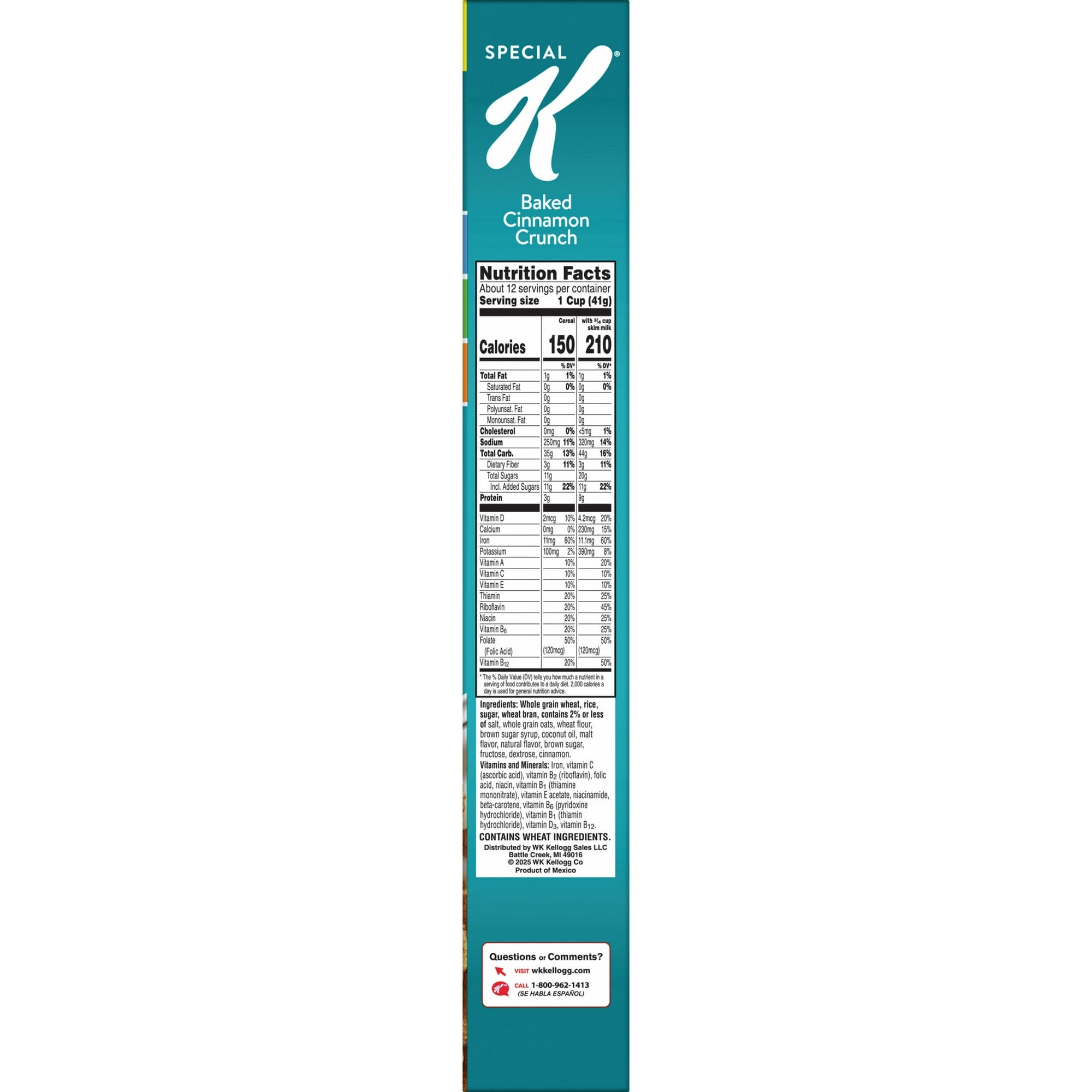 Kellogg's Special K Baked Cinnamon Crunch Breakfast Cereal, Good Source of Fiber, Family Size, 17.3 oz