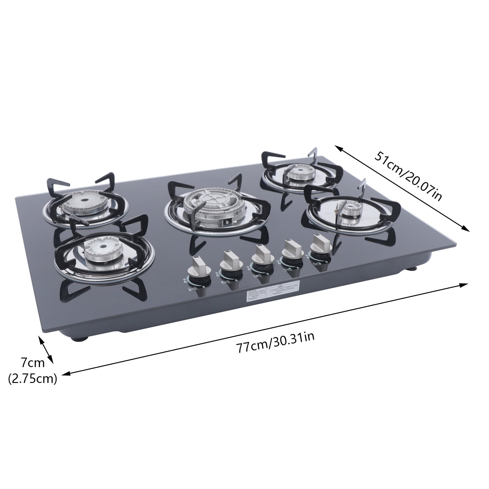HOHOBLA 5 Burner 30 inch Built-In Stove Top LPG/NG Gas Cooktop w/ Flameout protection!