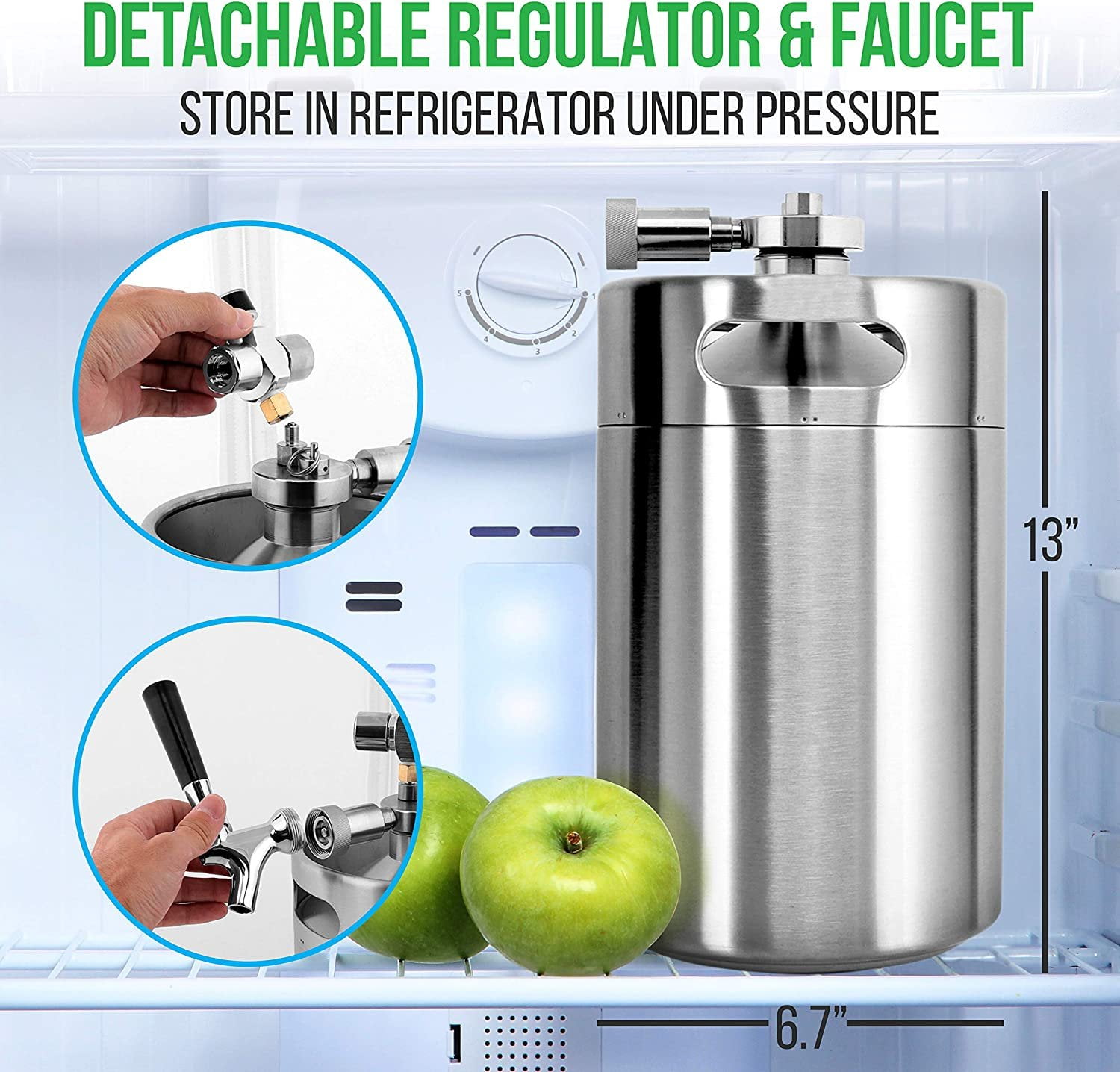 NutriChef Homebrew 128oz Double Walled Mini Keg Beer/Beverage Dispenser