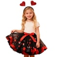 thumbnail image 1 of Aocisk Jupe Tutu de Fête pour Filles avec Bandeau pour Performance de Danse et Tenue de Célébration Festive Rouge Melon D\'eau 4-6 Ans, 1 of 6