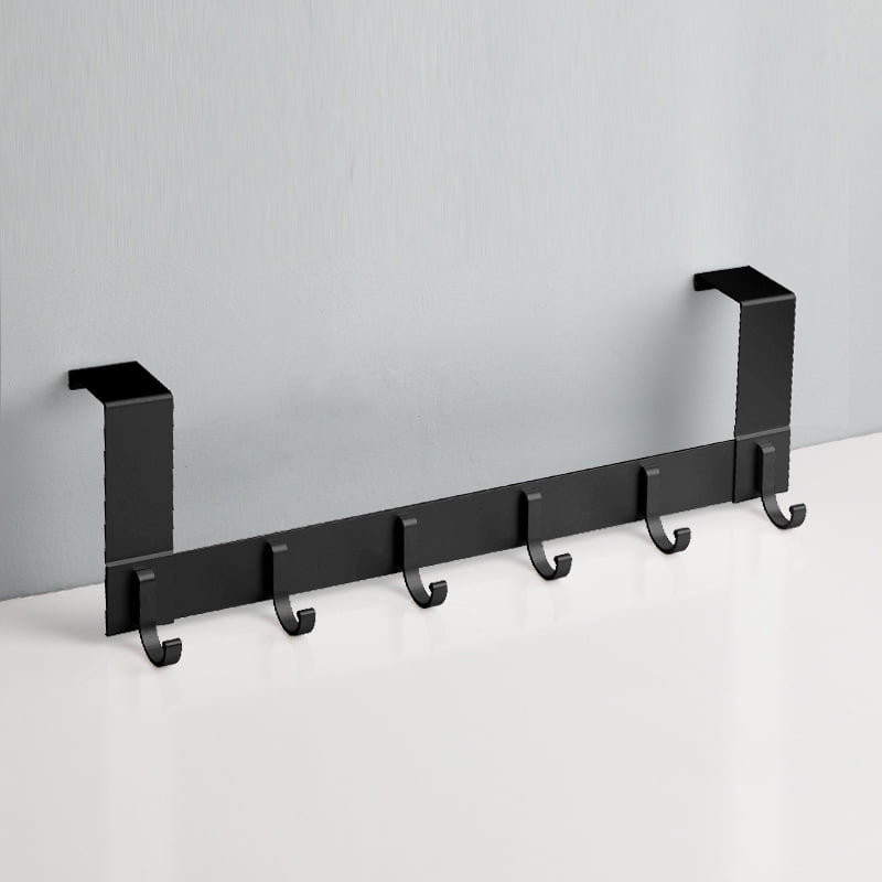 Door Coat Hook with 6 Aluminium Clothes Hooks for 3545mm Thick Door Punchfree Door Hanger For