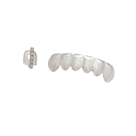 18k Plated Grills Hip Hop Punk Upper Lower Sparkling 18k Plated with Diamond for Men Women Gift sliver