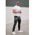 thumbnail image 4 of Pantalones cargo GINGTTO Slim Fit de piel para hombre, color negro, 4 of 6