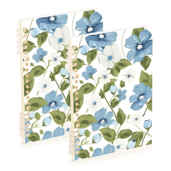 joogoo Spiral Journal Notebook Blue Blooming Flower College Ruled Notebooks 8.3" x 5.7" 2 PCs