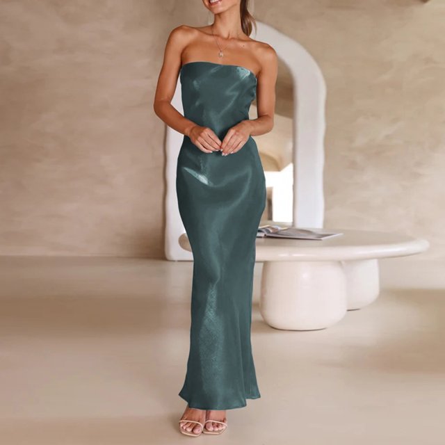 Vestido Robe moulante pour femme à épaules dénudées et dos nu Vêtements de fête élégants (vert M) Ygjytge Verde T M para Mujer