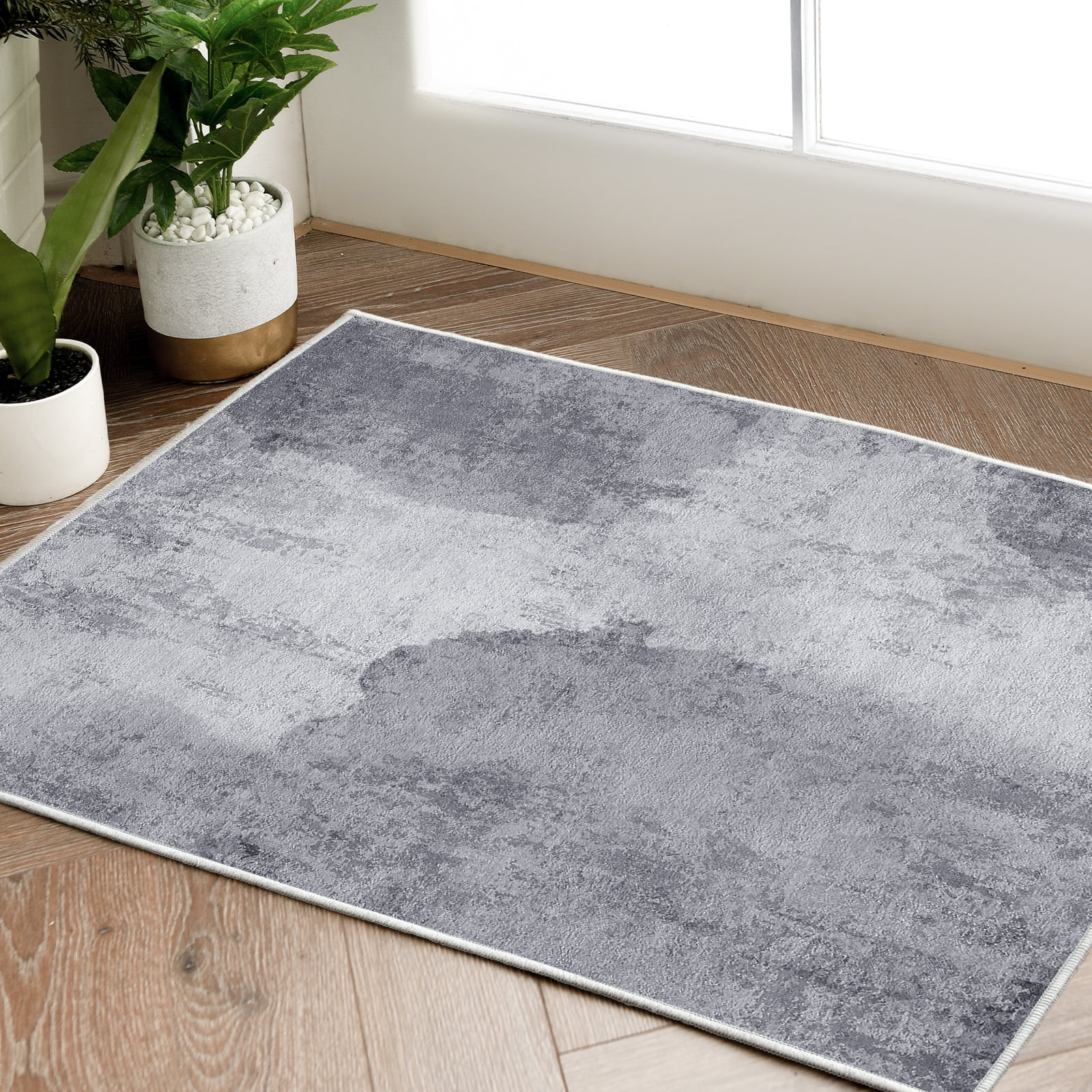 JINCHAN Foldable Door Mat 2x3 Gray Modern Abstract Area Rug