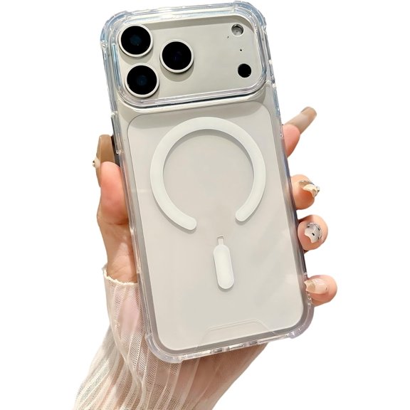 Four Corners Protection Shockproof Clear Magnetic Phone Case for iPhone, Compatible with (White,iPhone 13 Pro)