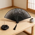 thumbnail image 3 of EDhome Portable Silk Cloth Folding Fan, Sturdy Bamboo Frame Antique Style Fan with Tassel, Unique Gifts Decorative Hand Fan for Stage Wedding Home Use, C, 3 of 6