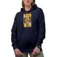 thumbnail image 2 of Born to Win Quote, Navy Blue Hooded Sweatshirt or Hoodie, XL, 2 of 5