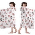thumbnail image 4 of Pink Cow Strawberry Jar Pattern Hooded Bath Towel，60"x35" for Ages 3 To 12 Kids, Quick Dry Lightweight Soft Microfiber Hood Beach Towel Cover Up for Kids, 4 of 7