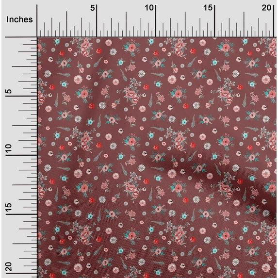 oneOone Cotton Cambric Maroon Fabric Florals Diy Clothing Quilting Fabric Print Fabric By Yard 42 Inch Wide