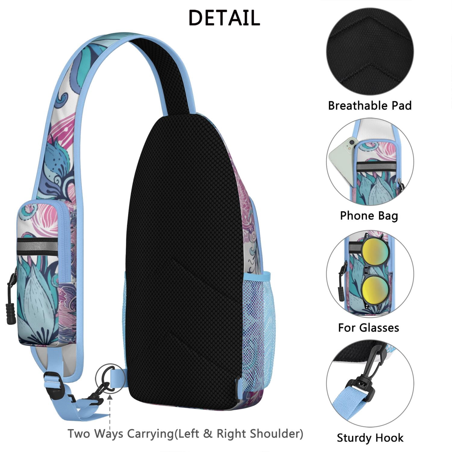 Artistic Tie-Dye Backpack Shoulder Crossbody Bag Modern Artistic Sling Backpack – Geometric Tie Dye and  main image 3