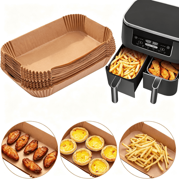 CCOCC Air Fryer Disposable Paper Liner,100Pcs Food Grade Parchment Liners for Dz201,Airfryer Liners Air Fryer Accessories Baking Paper(9 * 6,Thicken Natural)