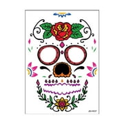 Temporary Face Makeup Stickers Day Of The Dead Sugar Flower Black Internet Red Rose Full Face Stickers Home Party Supplies