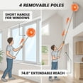 thumbnail image 4 of Wall Cleaner Mop with Long Handle, 74.8 Inch Round Dust Mop Set for Wall and Ceiling Cleaning, 360 Degree Rotatable, Includes 4 Sections Stainless Steel Rods & 4 Washable Microfiber Pads, 4 of 8