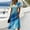 Blue, variant on Watercolor Floral Print Dress for Women V Neck Short Sleeve Dress A Line Midi Casual Summer Outfit Flowy Lightweight Party Wear Vacation Boho Chic Blue L
