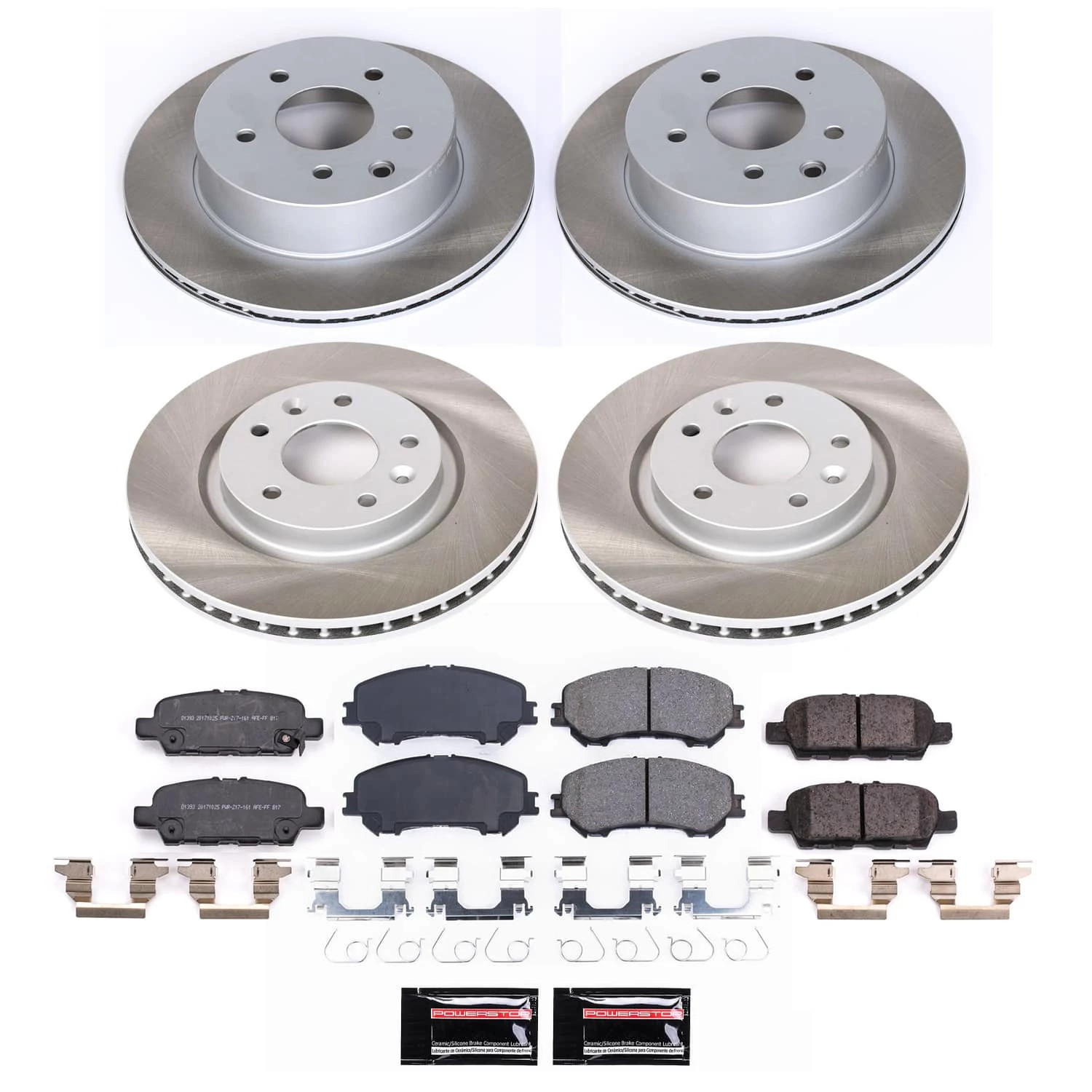 PowerStop Front and Rear Semi-Coated Rotor and Low-Dust Ceramic Brake Pad Kit SC7035