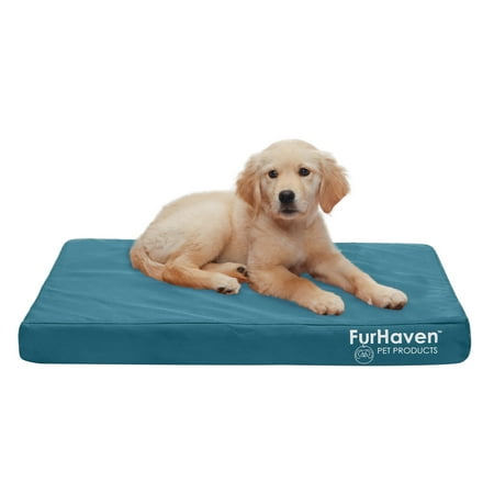 UPC: 0842229125498 | FurHaven Pet Products Indoor/Outdoor Oxford Deluxe Full Support Pet Bed for Dogs & Cats – Deep Lagoon Medium