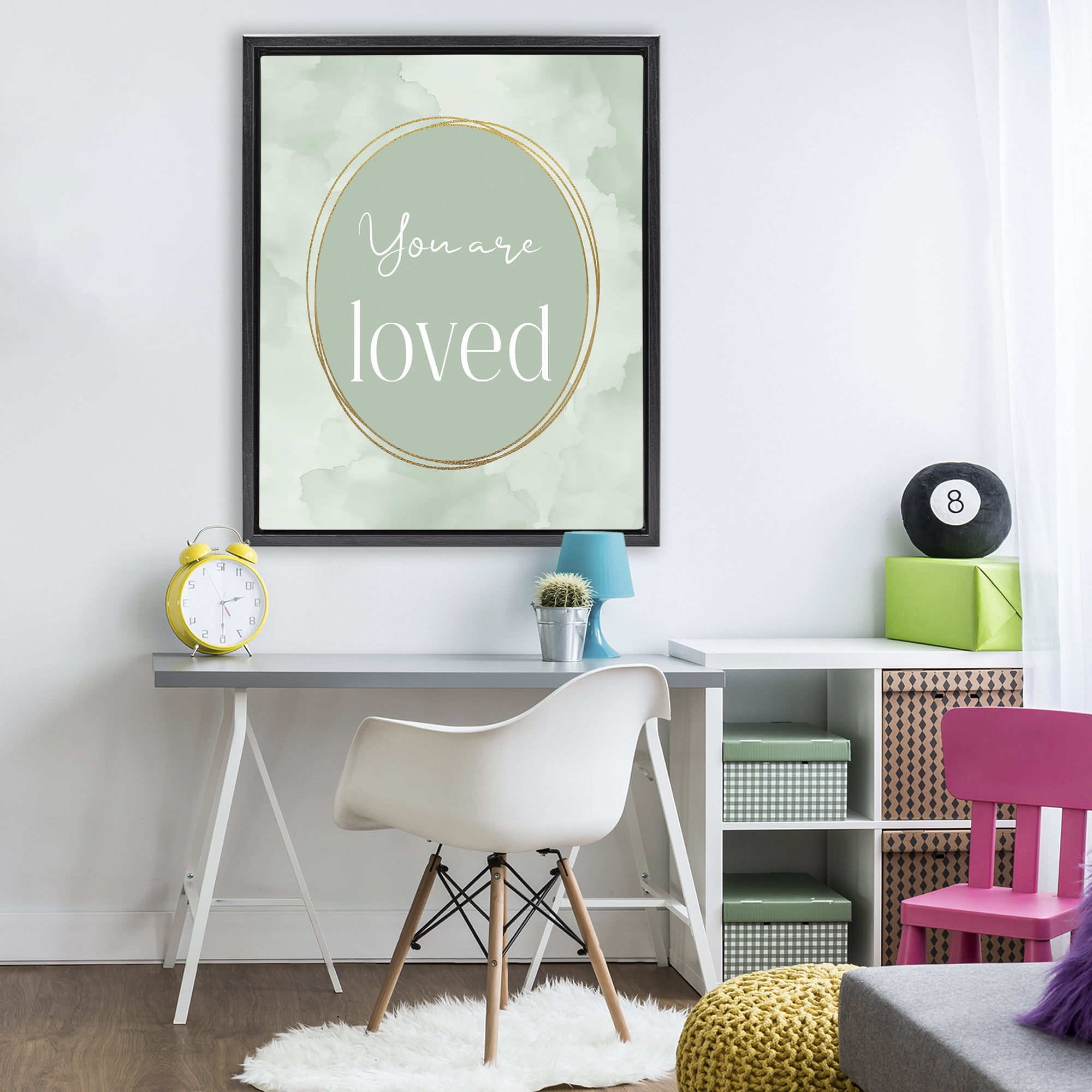 Stupell Industries Green Golden Affirmation Black Framed Floater Canvas Wall Art, design by Christine Simpson Art