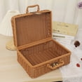 thumbnail image 5 of Caja de Picnic Tejida Caja de Almacenamiento Tejida Retro Inodora de Ratán de Plástico con Mango en Forma de Anillo para Exteriores Color Madera S YUNYI BRAND Deportes, 5 of 5