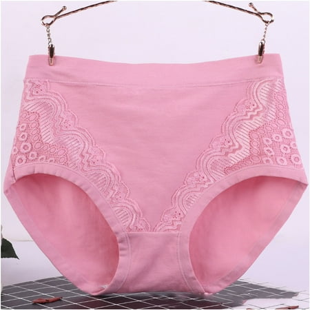 POTETI Plus Size Underwear for Women Tummy Control High Waist Cotton Plus Size Panties for Women Pink Briefs XXXL