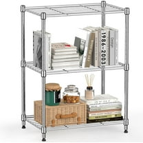 M MZG 3 Tier Wire Shelving Unit,3 Shelves Shelf Rack, 11.8"D x 17.7"W x 26.3"H,Metal Storage Shelves 450 lbs,Chrome