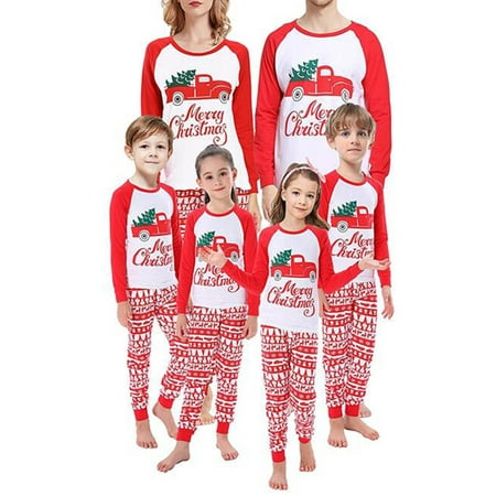 

Yinyinxull Merry Christmas Family Matching Pajamas Set Truck Print Tops Pants Sleepwear for Mom Dad Kids