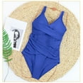 thumbnail image 6 of One-Piece Swimsuit Women Size Tummy Swimsuits for Women Slim Fitting One-Piece Bathing Suit Retro Ruched Push up Vintage Padded Swimwear with Adjustable Strap Holiday Beach Wear Dark Blue S, 6 of 8