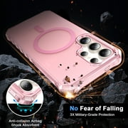 for Samsung Galaxy S25 Ultra Magnetic Case, Military Grade Drop Protection Anti-Yellowing Phone Cover Compatible with Mag-Safe - Rugged Shockproof Protective Case for Samsung Galaxy S25 Ultra, Pink