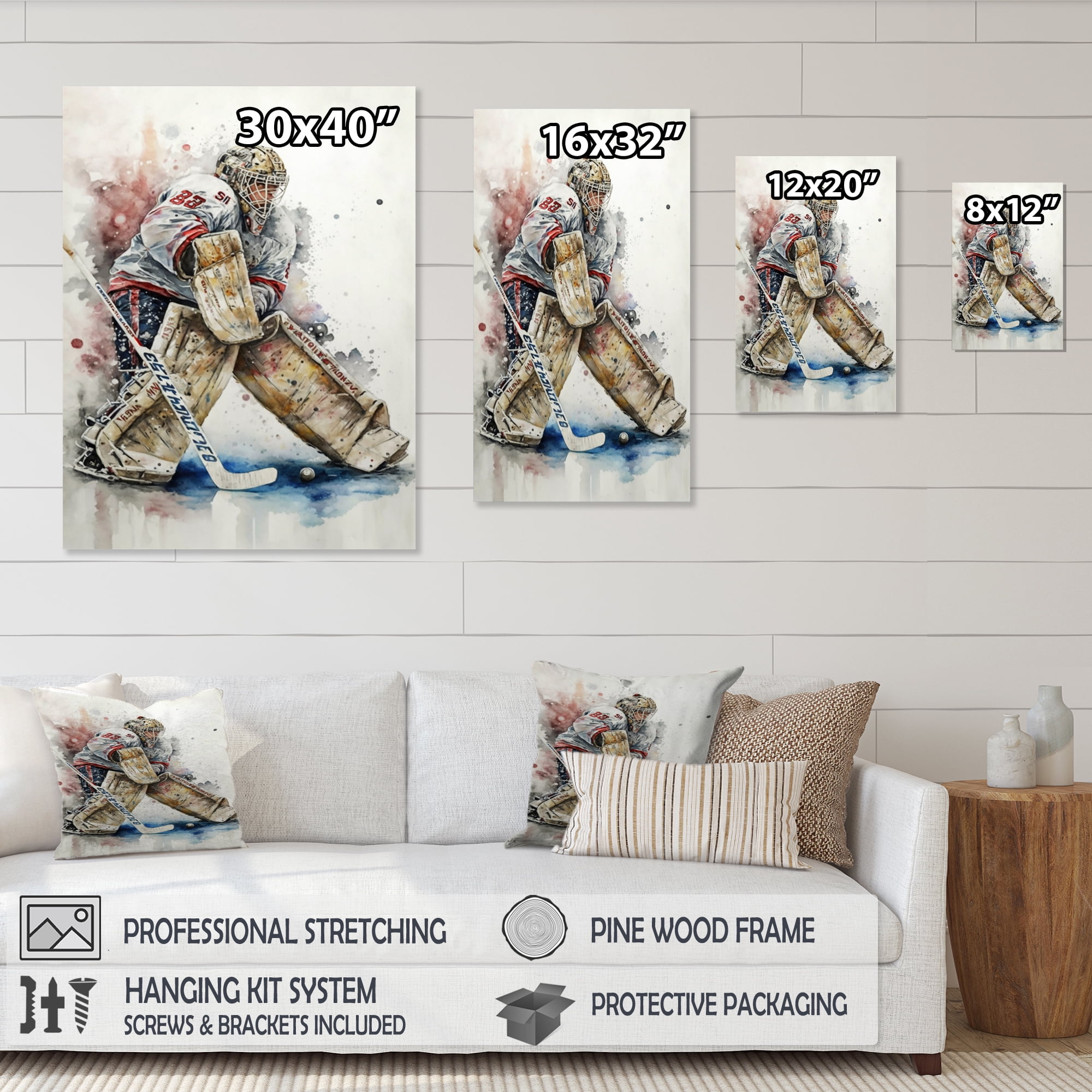 Designart Hockey Goalie On Ice During Play I Canvas Wall Art