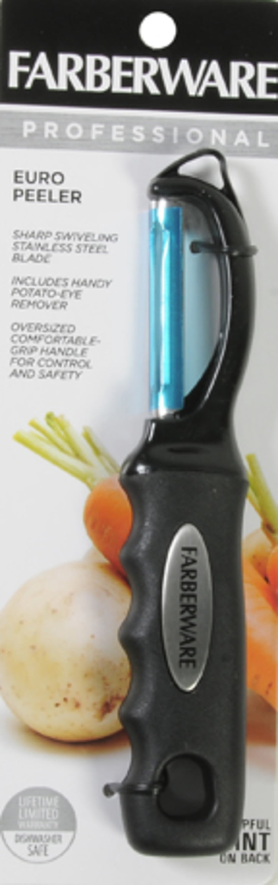 Farberware Professional Euro Vegetable Peeler with Built-in Eye Remover,  Black