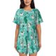 thumbnail image 1 of Fotbe Alapaca in Boho Conjunto de Pijama Estampado para Mujer, 2 Piezas, Ropa de Dormir con Camiseta de Manga Corta y Shorts Suaves-Medium, 1 of 6