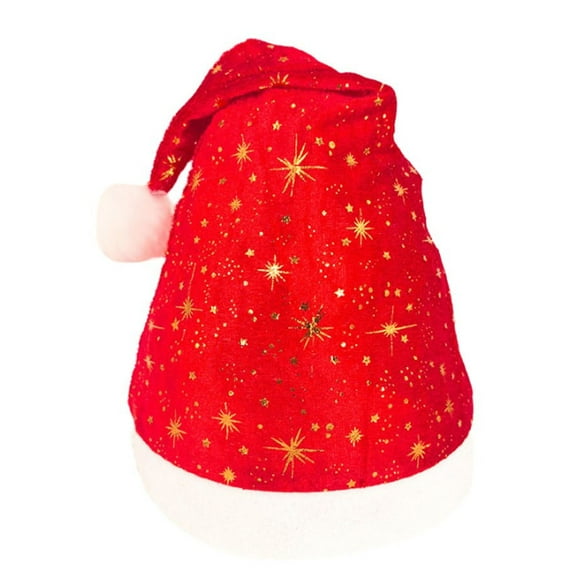 EDHITNR Clearance Single Layer Gold Velvet Printed Gold Rice Star Christmas Hat Black and Friday Deals 90% off