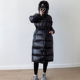 thumbnail image 5 of Chaqueta de invierno para mujer, abrigos largos de plumón brillante, informal, con cintura estrecha, chaquetas de plumón gruesas, a prueba de viento, con capucha, abrigos de nieve para mujer, 5 of 5