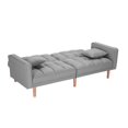 thumbnail image 5 of Convertible Futon Sofa Bed with 2 Pillows, Upholstered Sofa Sleeper with Adjustable Positions, Living Room Sofa Bed Couch with 5 Solid Wood Legs, Twin Size Sofa for Home Office, Light Grey, 5 of 7