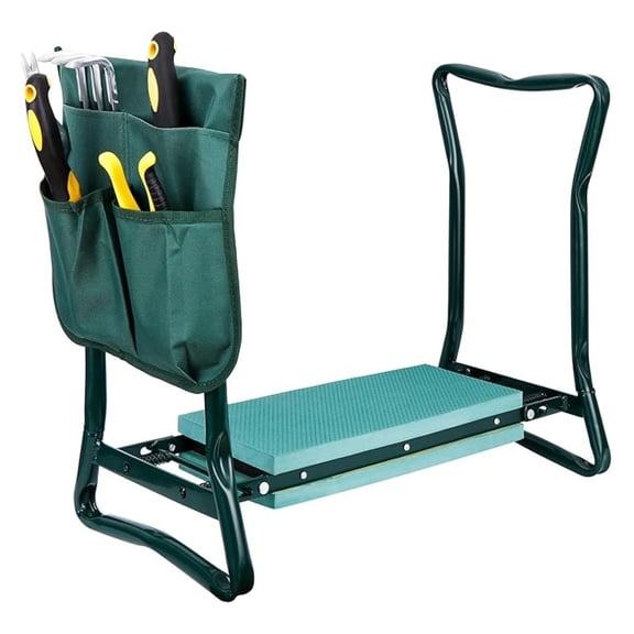 AIZYT Folding Garden Kneeler Seat Bench Stool w/Soft Kneeling Pad and Large Tool Pouch Foldable Gardener Stool