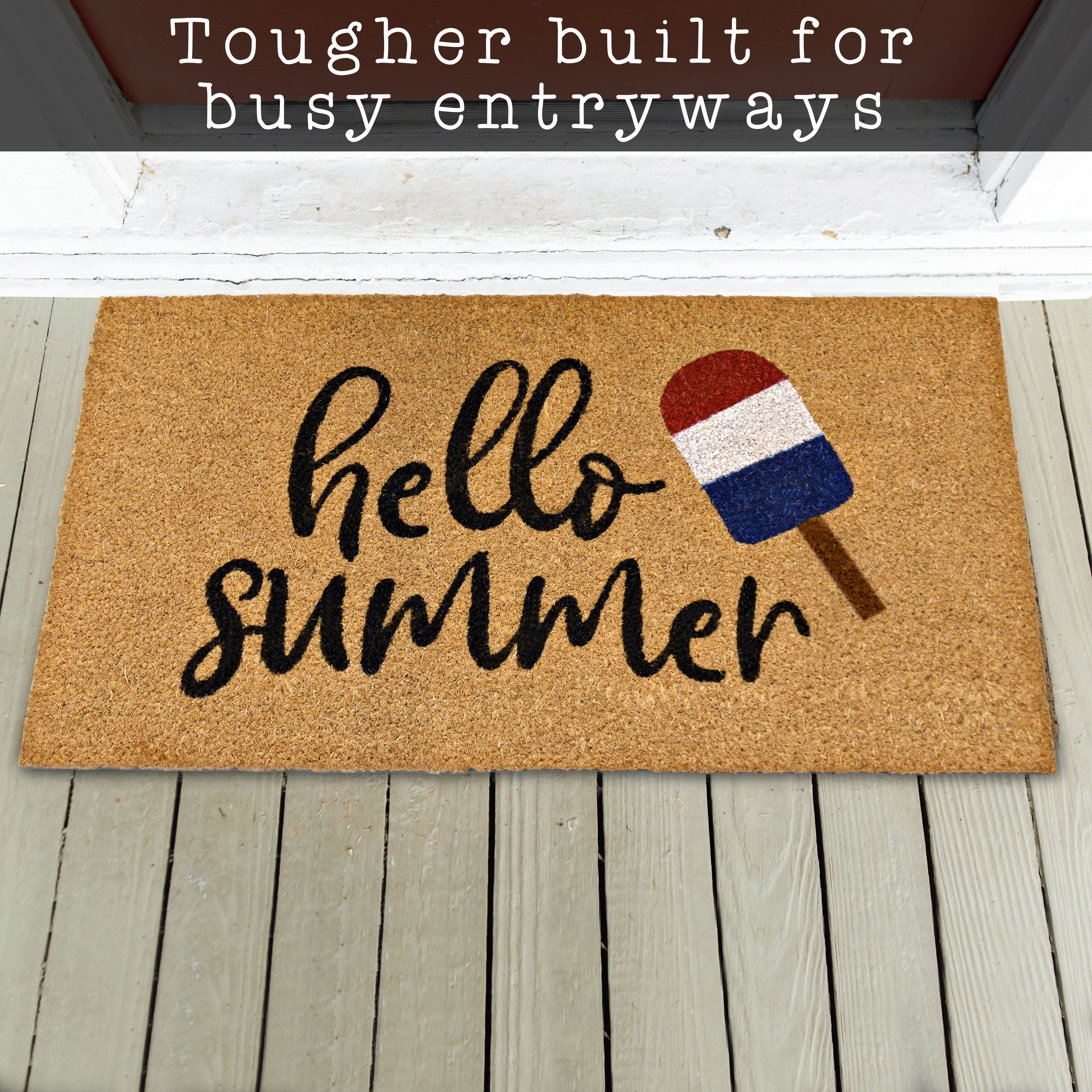 MAINEVENT Hello Summer Doormat 30x17 Inch, Summer Outdoor Welcome Mat for Outside