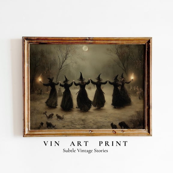 Vintage Witch Halloween Gothic Dark Academia Wall Art Poster