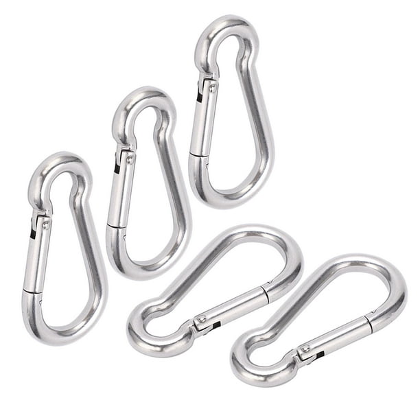 Rdeghly Carabiner Clip,5pcs 70mm Carabiner Clip Stainless Steel Heavy Duty  Spring Snap Hook For Climbing Backpack,Carabiner Clips For Climbing 